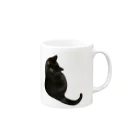 親父と猫のるるの黒猫好きのためのマグカップ Mug :right side of the handle