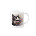 猫グッズとTシャツの躍動する猫 Mug :right side of the handle