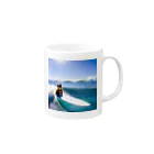 たかみーショップのサーフィンネコリアル Mug :right side of the handle