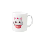 Vasetti_pressのカップケーキの猫ちゃん Mug :right side of the handle