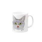 れいにゃん堂&れいにゃあ～と😺のチョークアートのキジトラ猫😸 Mug :right side of the handle