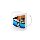 N_Shoplistsのサングラスから顔を出す猫 マグカップの取っ手の右面