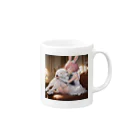 フウマショプのうさぎと犬のハグ Mug :right side of the handle