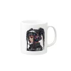 Cyber XXXのサイバーパンク少女　黒髪ツインテール Mug :right side of the handle