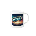 ワンダーワールド・ワンストップのFUTURE　文字入り未来を感じさせるイラスト Mug :right side of the handle