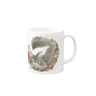 猫のきぬくんのお店のお花のリースとにゃんこ Mug :right side of the handle