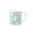 ricanohara.の冬の森のお団子シマエナガ　ブルーグリーン Mug :right side of the handle