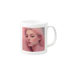 k-famのピンクのチーク美女 Mug :right side of the handle