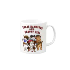 もけけ工房 SUZURI店の3美男子とカワイ子ちゃん Mug :right side of the handle