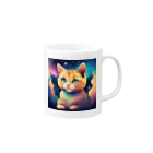 猫の憩い場の夜空を見つめる猫 Mug :right side of the handle