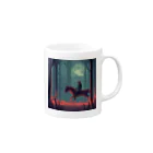 umakoiの夜の不気味な森での乗馬風景 Mug :right side of the handle