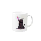 やまやまshopのCat Weaving Spells Mug :right side of the handle