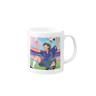 ほっこりグッズBASEのワールドカップ優勝を夢見るサッカー少年 Mug :right side of the handle