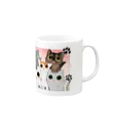 ねこほうチャンネル公式グッズの5匹ねこほうイラストグッズ Mug :right side of the handle