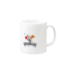 taurusteruの可愛い犬と卓球 Mug :right side of the handle