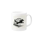 レインボーグリッターの獲物を狩るオオカミ Mug :right side of the handle