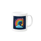 🌈七色の世界🌈の夜空に輝く虹と音符 Mug :right side of the handle