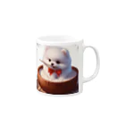 Pom-Dog'sのご飯に埋もれる白ポメ Mug :right side of the handle