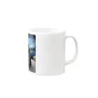 Hisaotanの不思議な友情：猫とペンギン Mug :right side of the handle