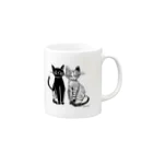 すずきいくやの白と黒の二匹の猫 Mug :right side of the handle