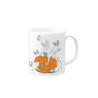 wakutaのジャックオーランタンと猫(背景透過ver.) #toneko Mug :right side of the handle