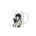 ChamarelliArtの黒猫の少女 Mug :right side of the handle