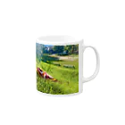 化けわらじ工房のおひるね化けわらじ Mug :right side of the handle