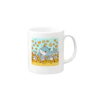 chapinnuのイチョウと海のかわいいイルカのおやこたち Mug :right side of the handle