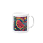 PSYCHEDELIC ARTのPSYCHEDELICスイカ Mug :right side of the handle