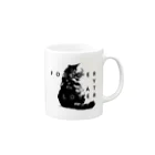 chubby the catのforever y cat lover (monochrome) Mug :right side of the handle