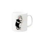 小鳥と映画館のイナズマメイクの女性と黒猫 Mug :right side of the handle