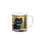 yoiyononakaの図書室の黒猫02 Mug :right side of the handle