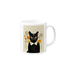 4628 - 萬屋 -の襟付き黒猫 Mug :right side of the handle