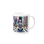 Artful Whiskersの一人旅の少女 Mug :right side of the handle