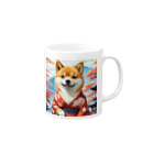 ポンキチはうすの着物姿の柴犬 Mug :right side of the handle