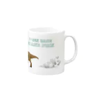 trexracegpの走るティラノサウルス緑字デザイン Mug :right side of the handle