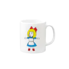 豚人イラストのパンダ武島のスマイリーピッグガール Mug :right side of the handle