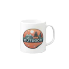 ファンシーTシャツ屋のアウトドアーワッペン夕日 Mug :right side of the handle