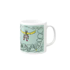 カロドッグのとりのかみさまブルー Mug :right side of the handle