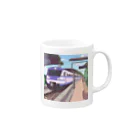 はまみるの軽快で洗練されたモダン鉄道 Mug :right side of the handle