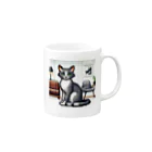 ピクセル堂のモダンレトロ：スタイリッシュなピクセル猫 マグカップの取っ手の右面