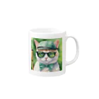 ryusky_333のサングラスをかけた猫がゴルフに集中！ Mug :right side of the handle