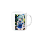 AIオリジナルイラスト　美女男子の青い髪の美少女エルフ Mug :right side of the handle