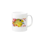 カラスのクッピのアオバトのフウワ Mug :right side of the handle