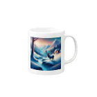 Passionista Lifestyle Emporium : 情熱的なライフスタイルエンポリウムの極光の冬景色とトナカイ Mug :right side of the handle