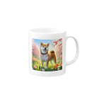 ANTARESの春の柴犬の冒険 Mug :right side of the handle