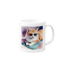 ryusky_333のサングラス姿の猫がヨガポーズでリラックス！ Mug :right side of the handle