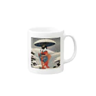 日本の風景 COOL JAPANの日本の風景、雪降る中を歩く舞妓さん　Japanese senery：Maiko in the snow Mug :right side of the handle