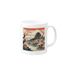 日本の風景 COOL JAPANの日本の風景、桜咲くお城　 Mug :right side of the handle