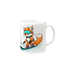 まるアニマル　のスノーボード　キツネ Mug :right side of the handle